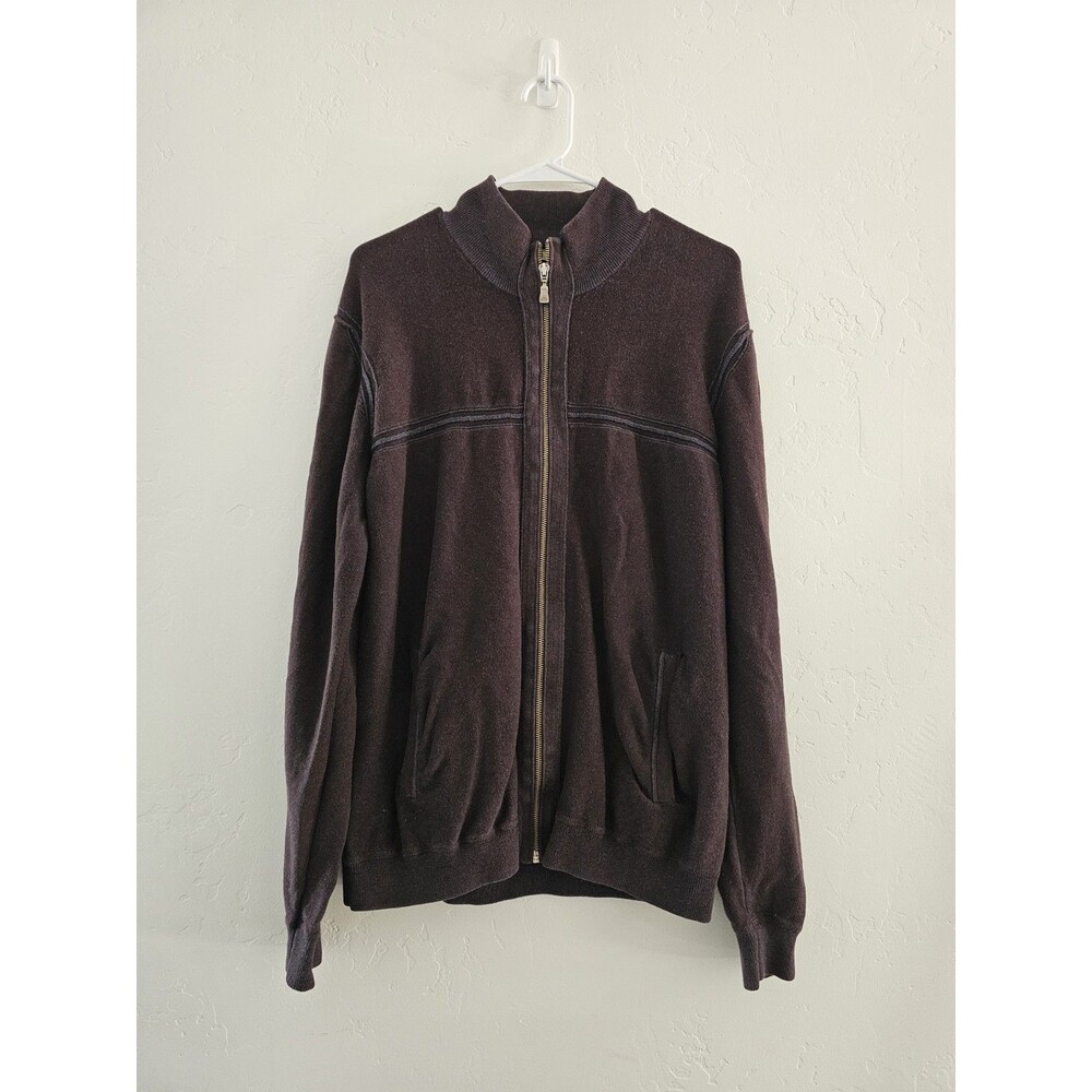Ted Baker Men's  Dark Purple Full Zip Sweater With Pockets Sweater Size 5 (XL)